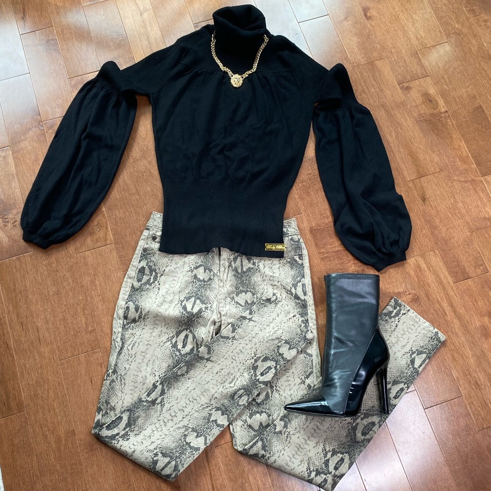 Yuka snake print skinny jeans pants
